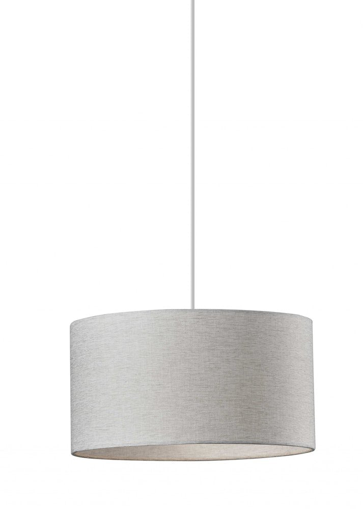 Lámpara colgante de tambor elegante de tela blanca