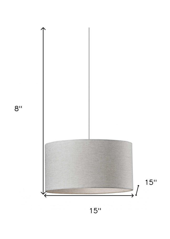 Lámpara colgante de tambor elegante de tela blanca