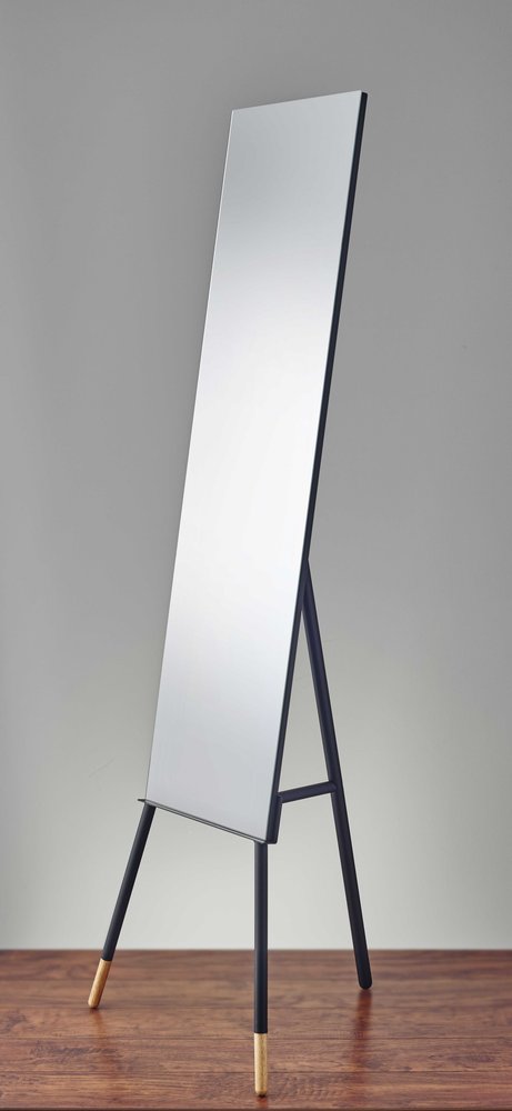 Figura de pie rectangular de metal negro de 57" con marco de metal