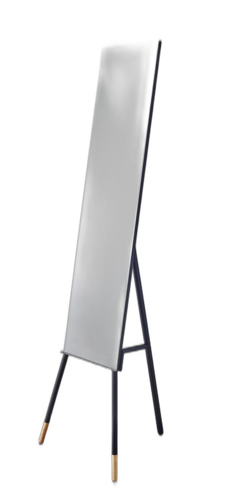 Figura de pie rectangular de metal negro de 57" con marco de metal