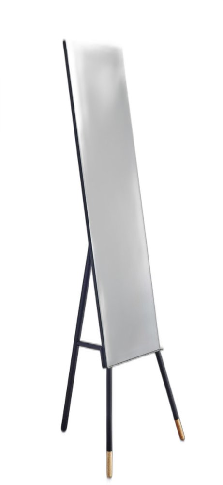Figura de pie rectangular de metal negro de 57" con marco de metal