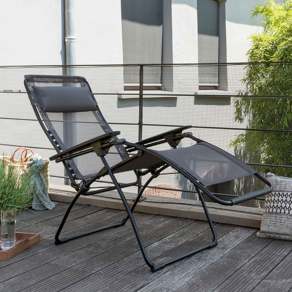 Silla de exterior de gravedad cero de metal grafito de 71 cm con cojín grafito