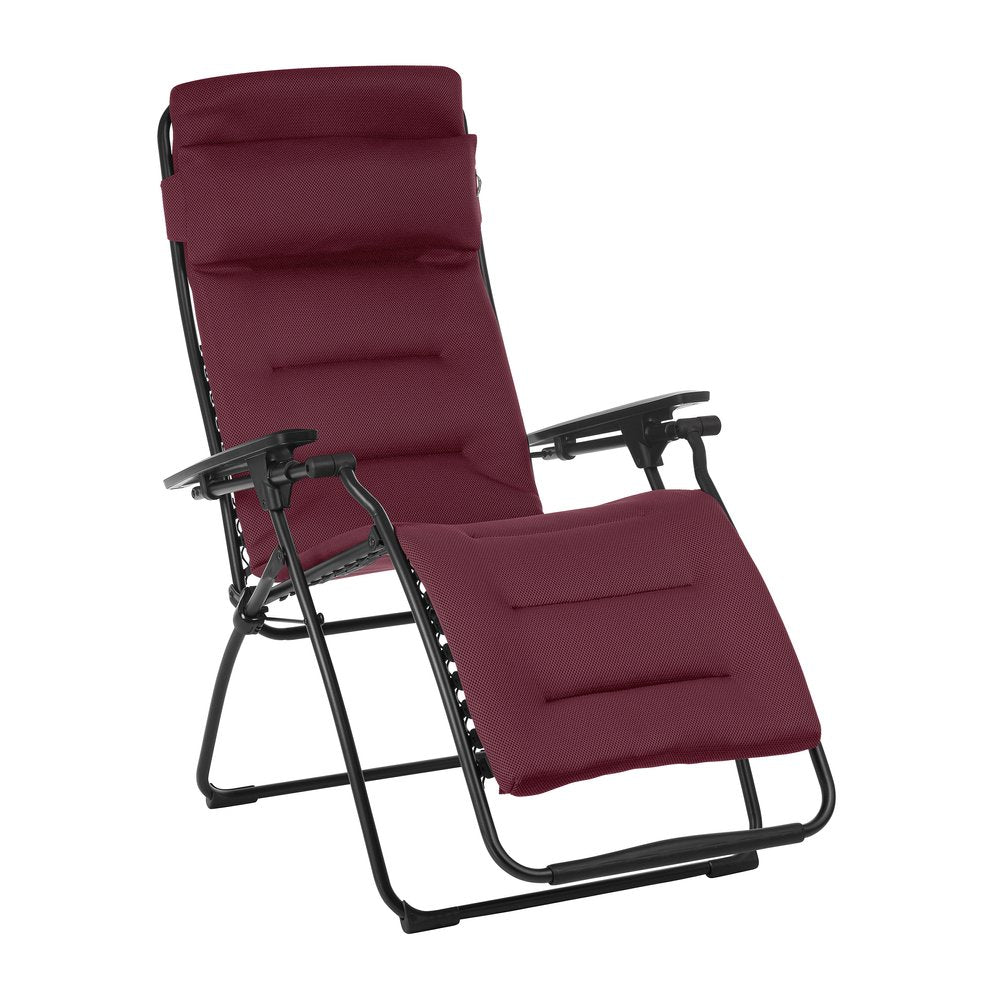 Silla de exterior de gravedad cero de acero rojo de 28" con cojín rojo