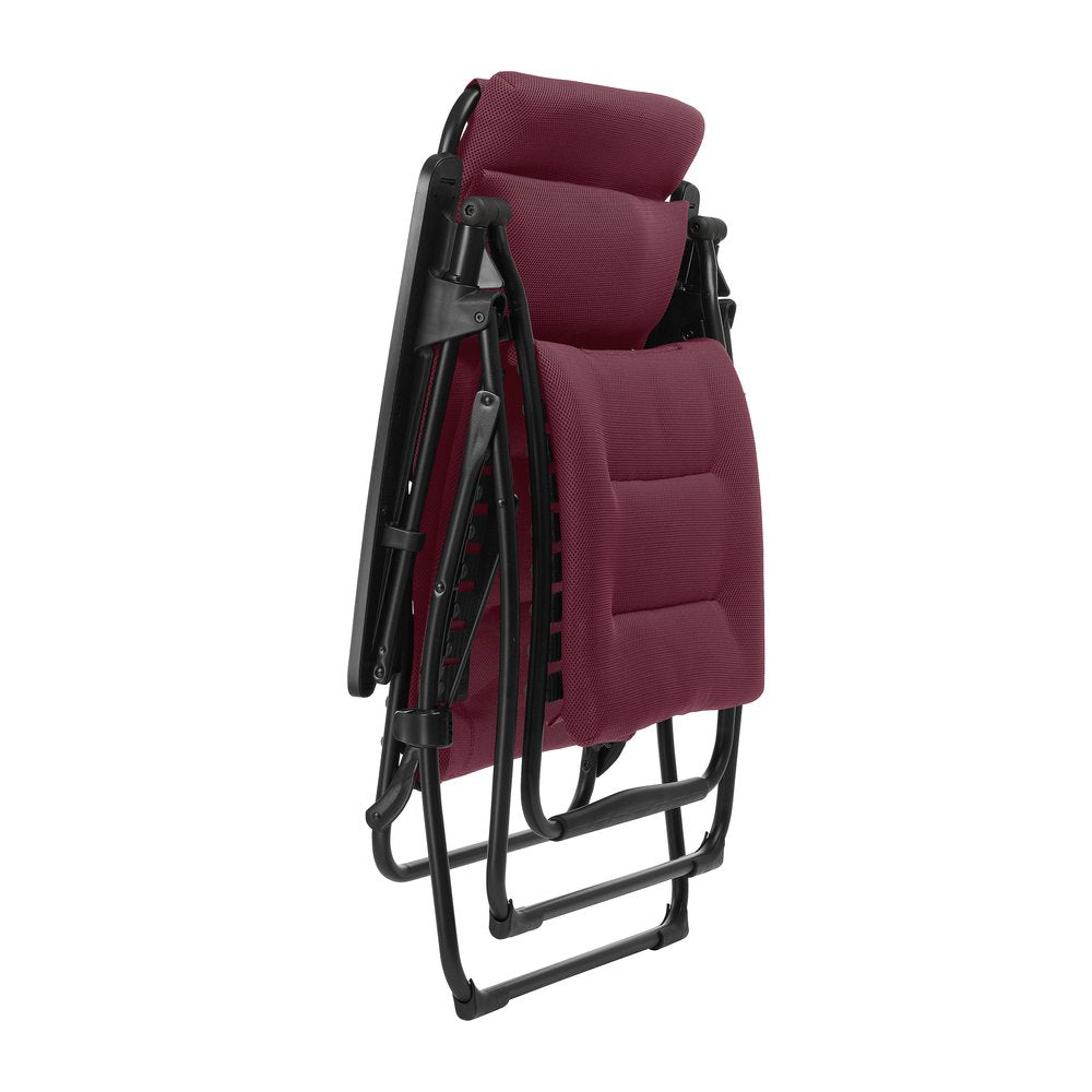 Silla de exterior de gravedad cero de acero rojo de 28" con cojín rojo