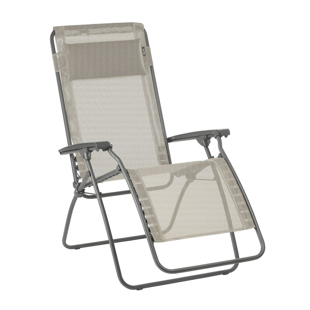 Silla de exterior de gravedad cero de metal azul de 27" con cojín azul