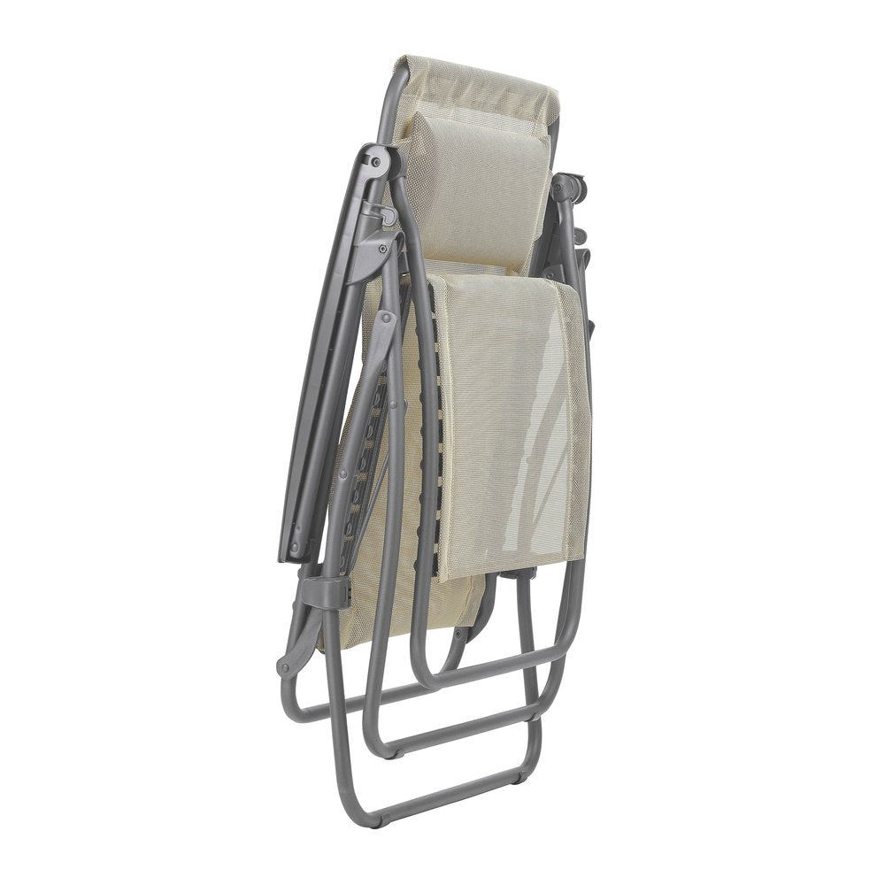 Silla de exterior de gravedad cero de metal azul de 27" con cojín azul