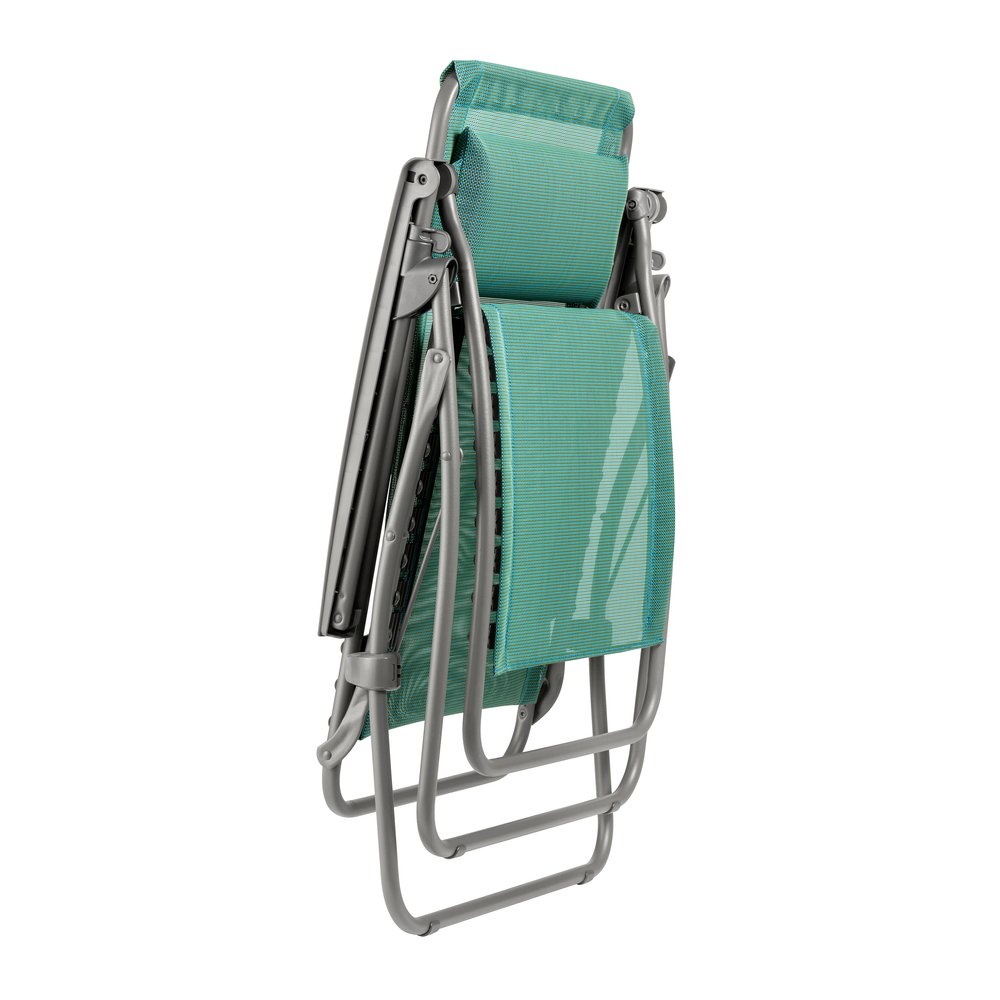 Silla de exterior de gravedad cero de metal azul de 27" con cojín azul