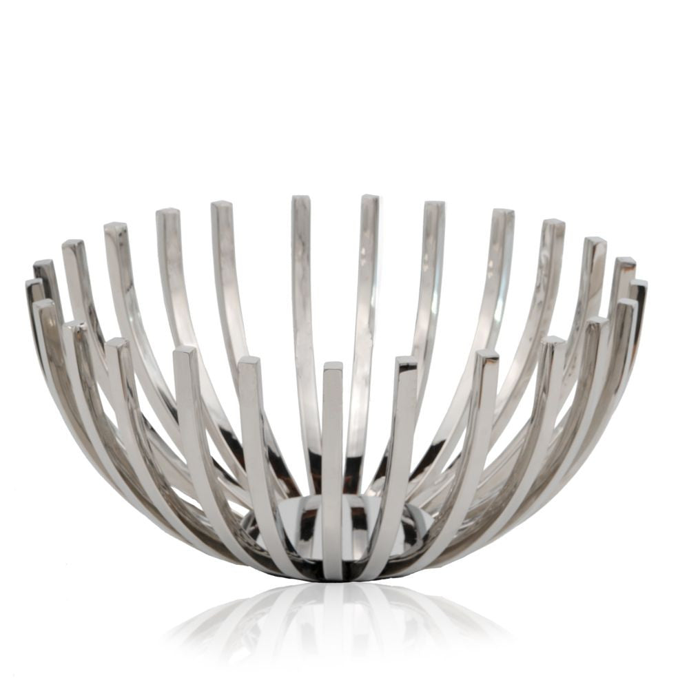 14" Silver Stainless Steel Decorative Bowl