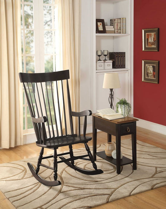 Mecedora de madera negra de 84 x 63 x 114 cm