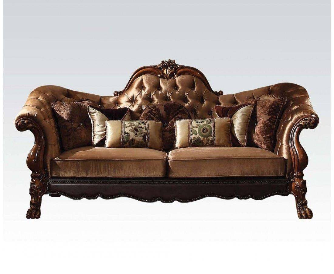 Loveseat de 73" de terciopelo marrón oscuro y marrón con cojines decorativos