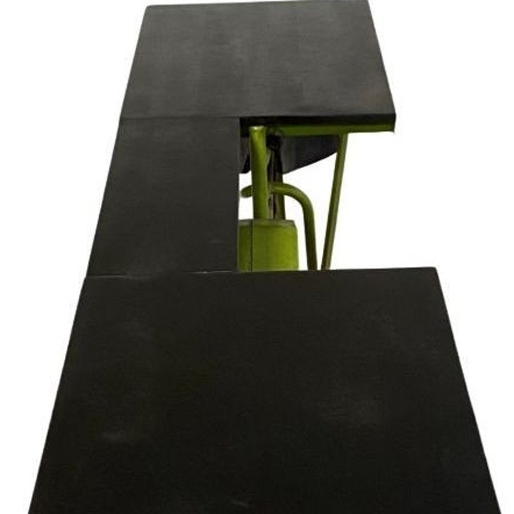 Carrito de cocina para bicicletas de madera maciza y metal marrón y verde de 71"