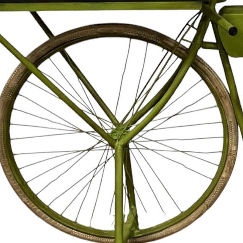 Carrito de cocina para bicicletas de madera maciza y metal marrón y verde de 71"
