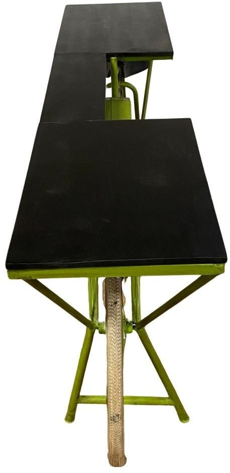 Carrito de cocina para bicicletas de madera maciza y metal marrón y verde de 71"
