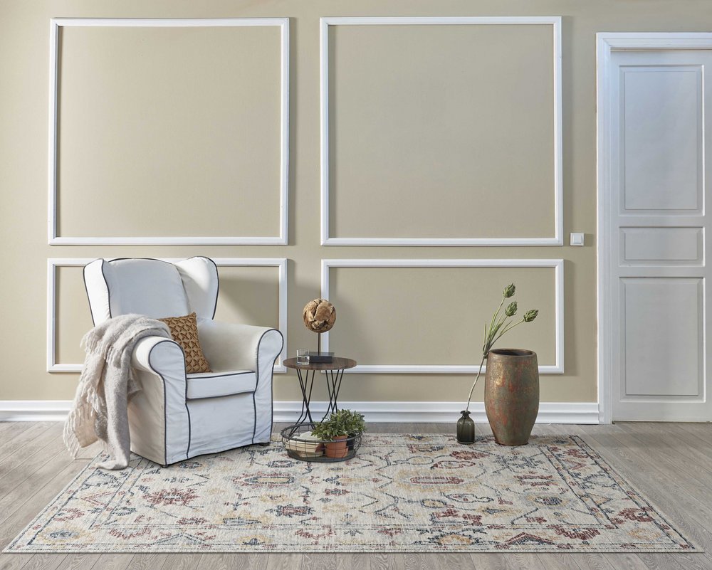 9' X 13' Ivory Gray And Red Wool Medallion Hand Tufted Area Rug