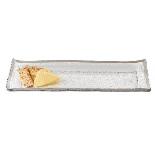 18 Platos o bandejas de plata con borde rectangular soplado a boca