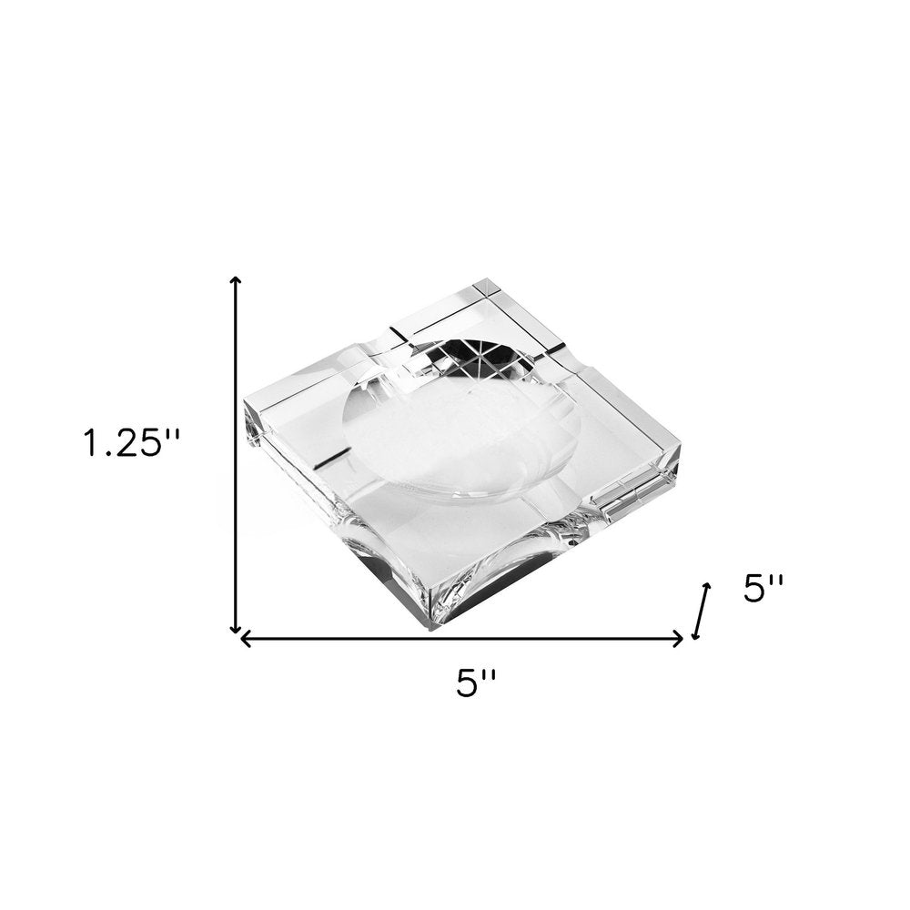 Cenicero cuadrado de cristal transparente de 5"