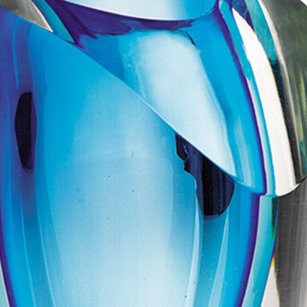 8" Clear and Blue Crystal Table Vase
