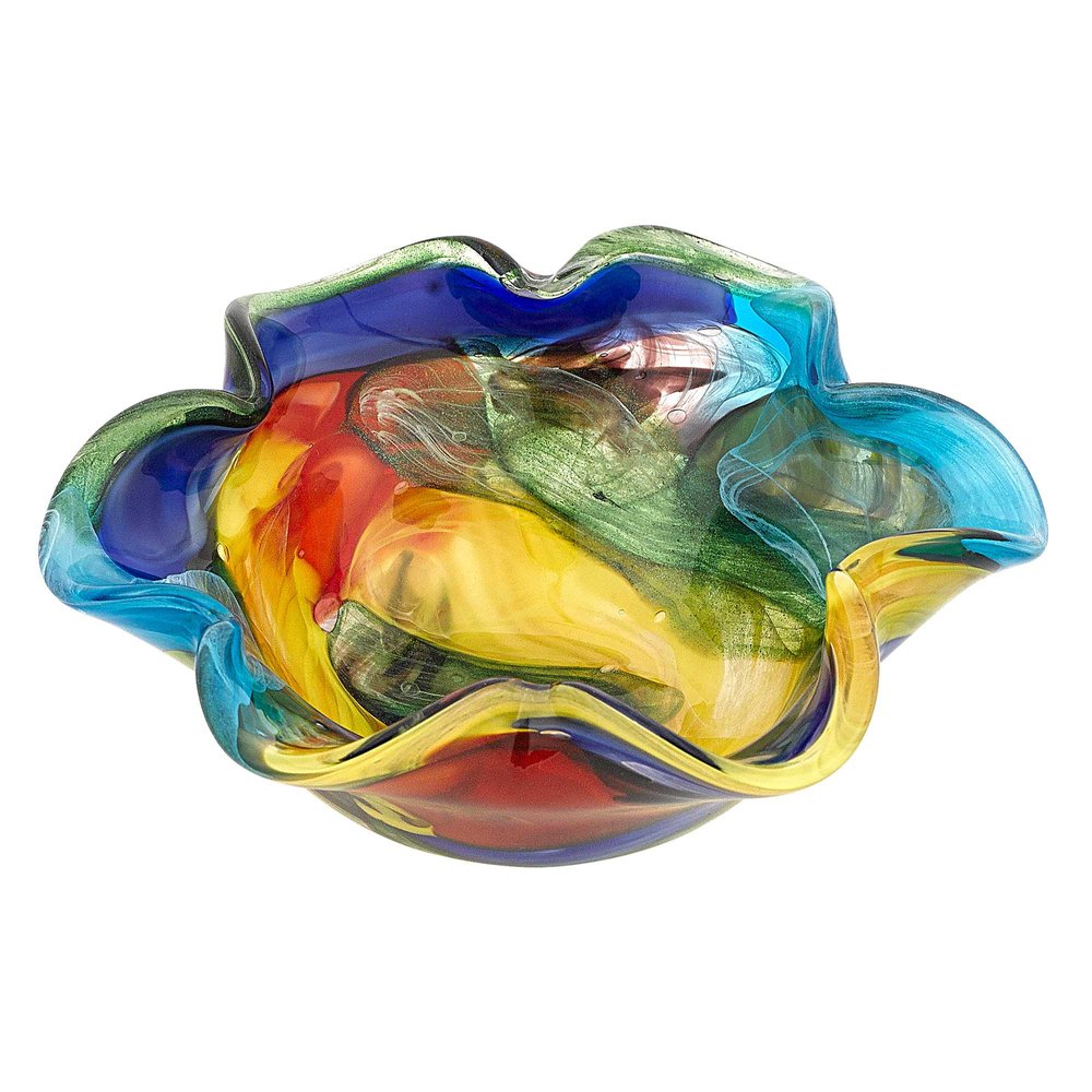 Centro de mesa de vidrio artístico multicolor arcoíris de 9"