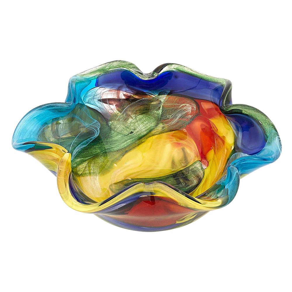 Centro de mesa de vidrio artístico multicolor arcoíris de 9"