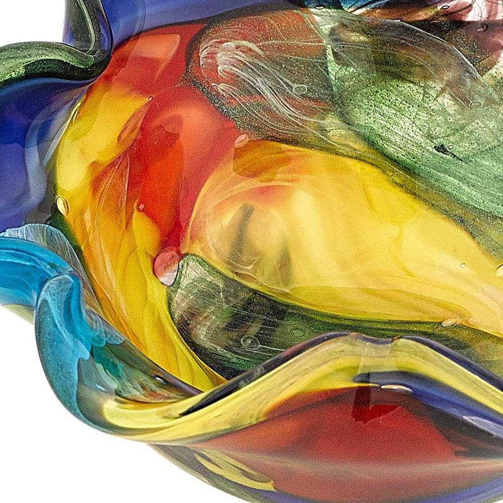 Centro de mesa de vidrio artístico multicolor arcoíris de 9"