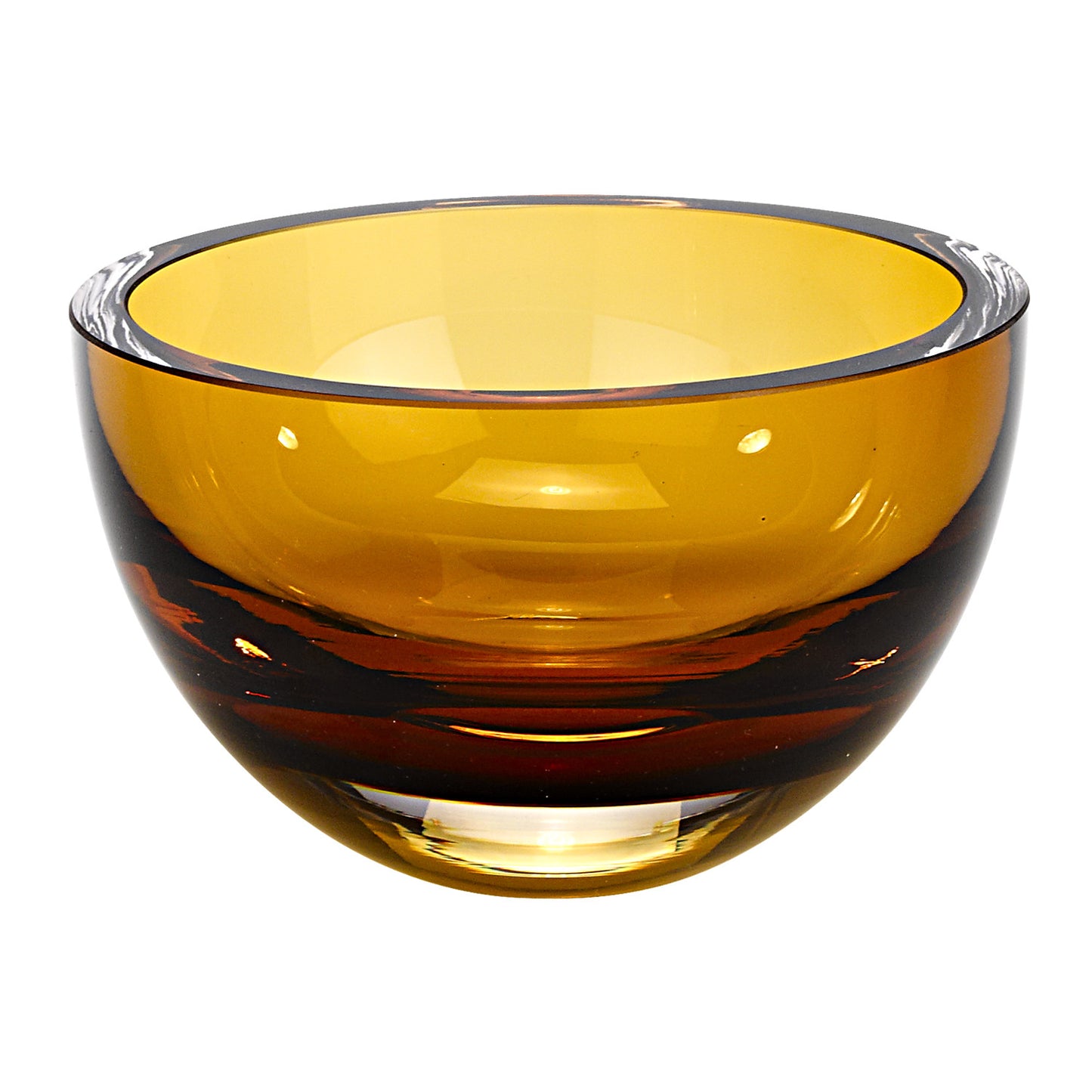 Cuenco de cristal soplado a boca de color ámbar de 6" con paredes gruesas