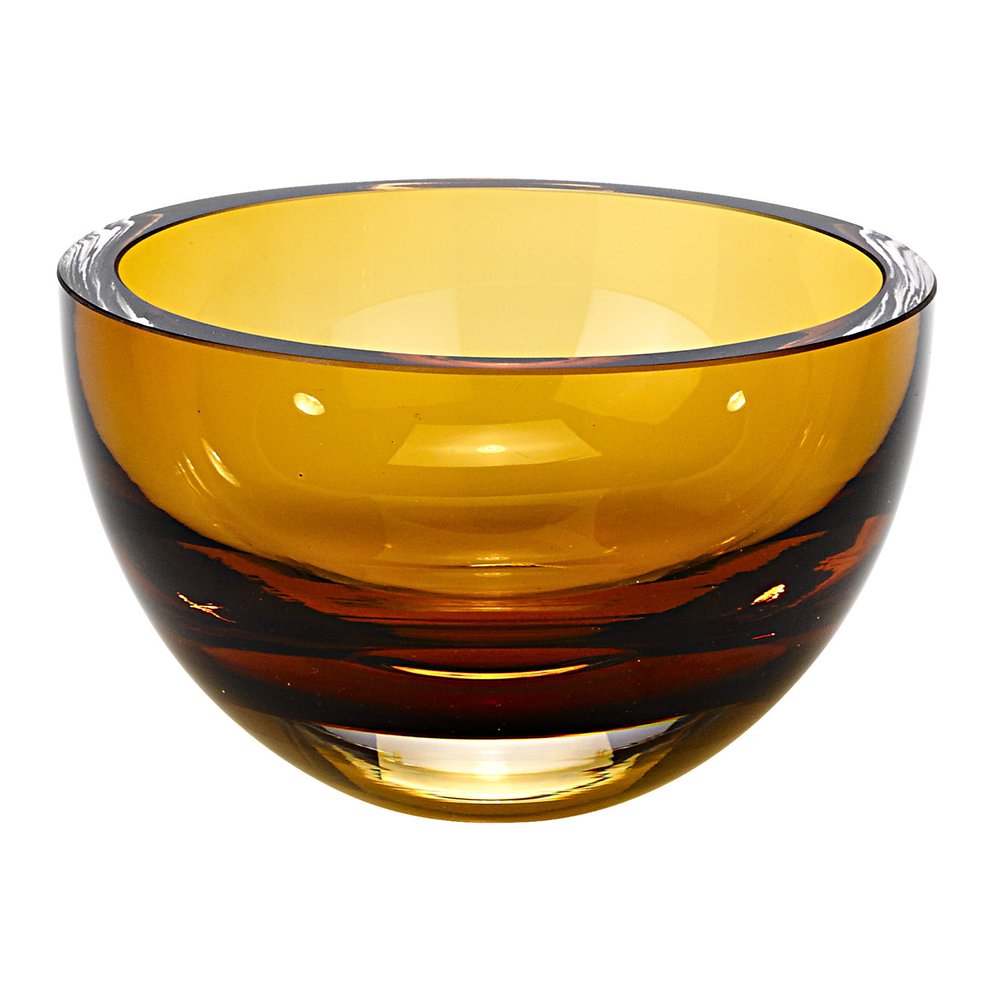 Cuenco de cristal soplado a boca de color ámbar de 6" con paredes gruesas