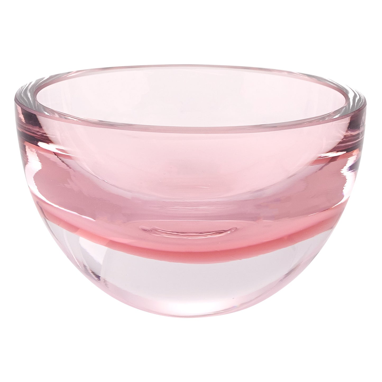 Cuenco de cristal soplado de pared gruesa de 6" de color rosa