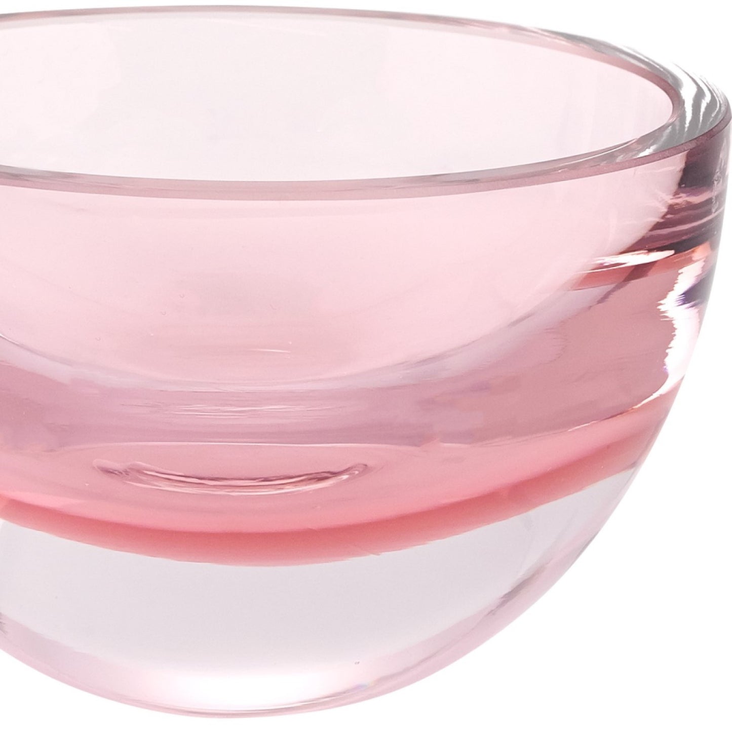 Cuenco de cristal soplado de pared gruesa de 6" de color rosa