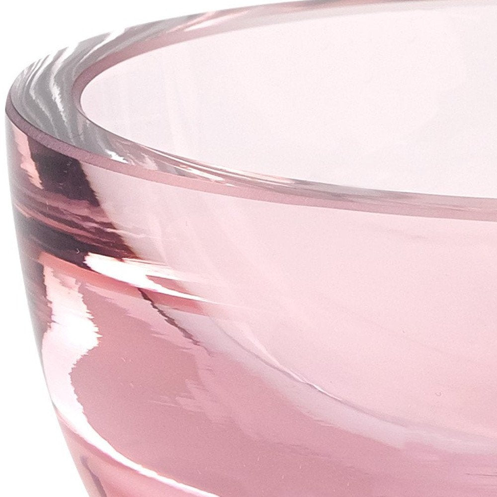 Cuenco de cristal soplado de pared gruesa de 6" de color rosa