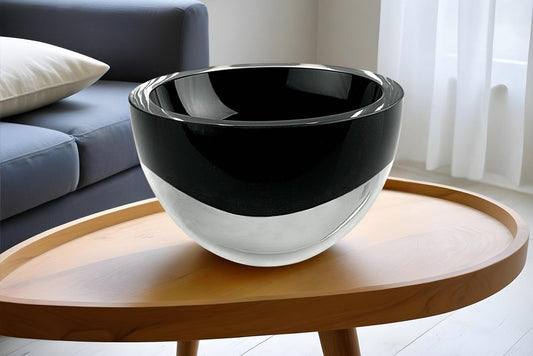 Cuenco de cristal soplado negro de 6" con paredes gruesas
