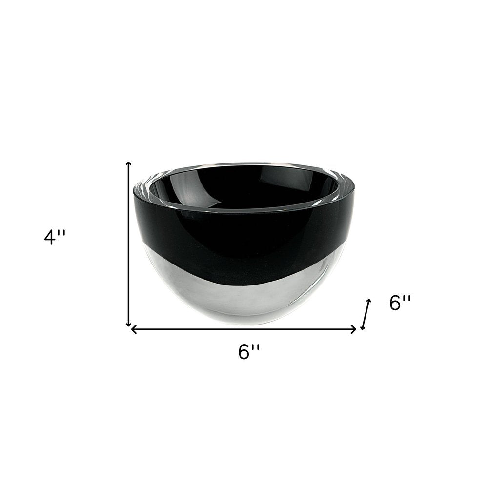 Cuenco de cristal soplado negro de 6" con paredes gruesas