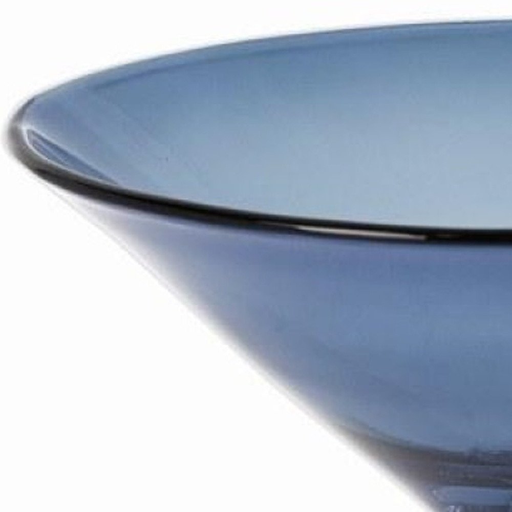 Cuenco de centro de mesa con pedestal redondo de cristal soplado azul de 11"