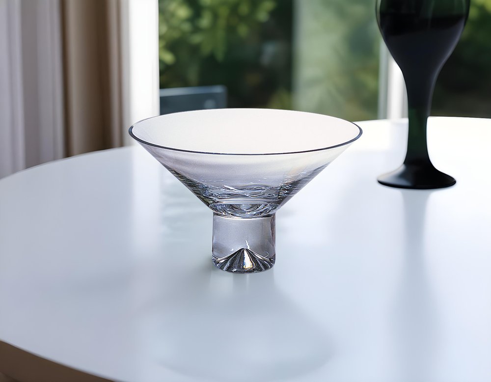 11" Blue Mouth Blown Crystal Round Pedestal Centerpiece Bowl