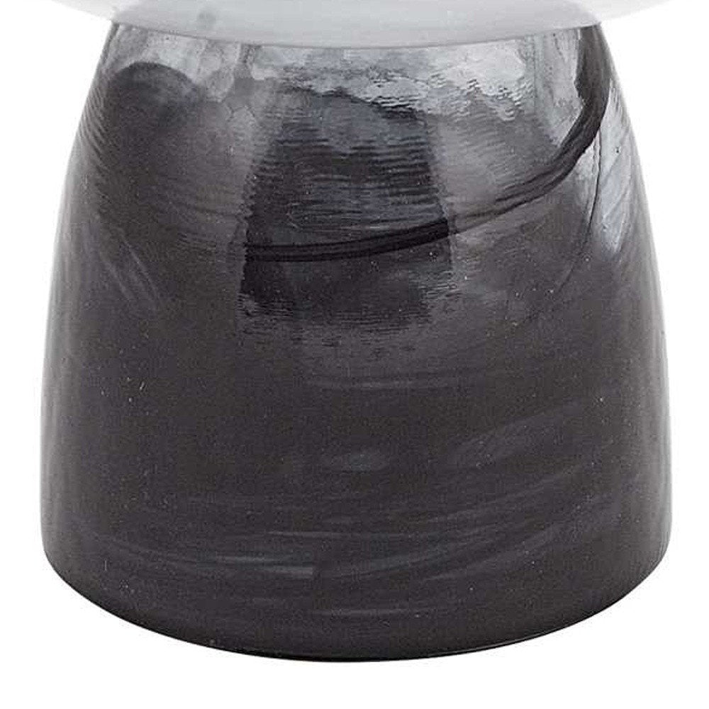 Cuenco central de vidrio soplado con base de 10" con remolino negro y gris