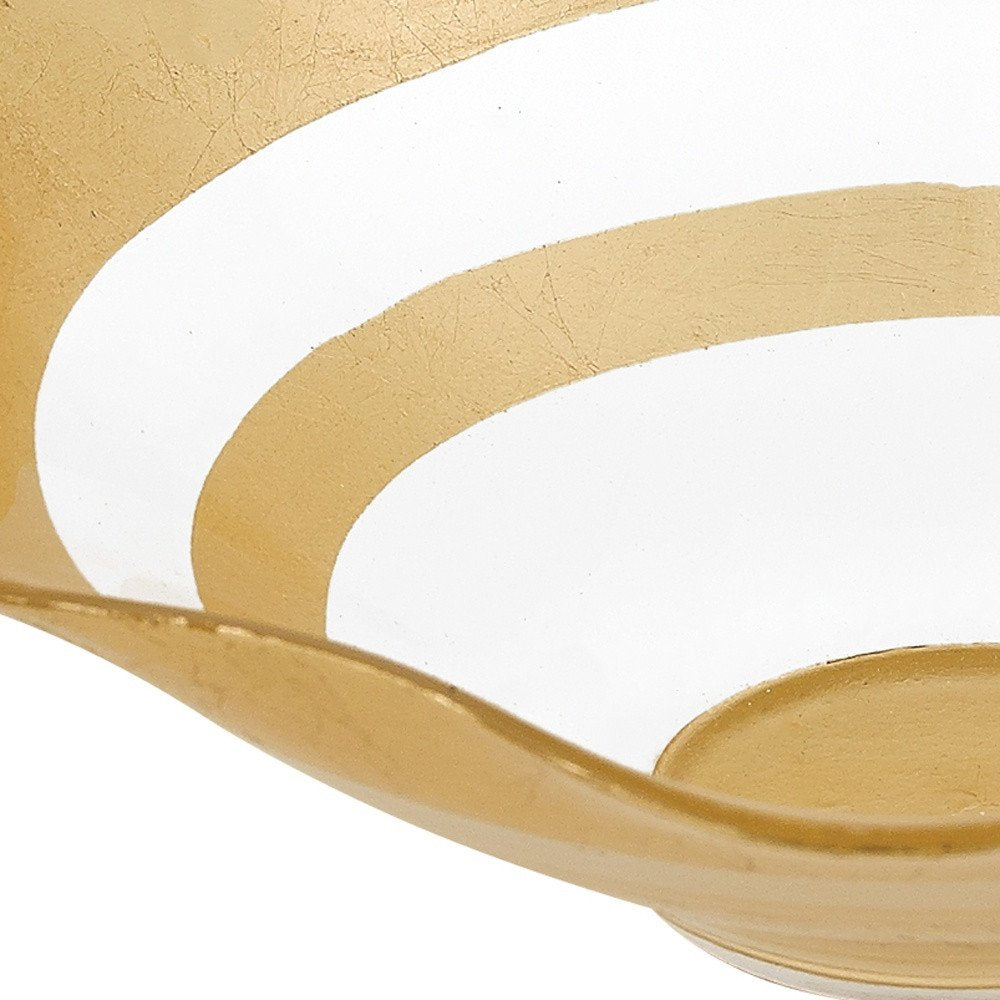 Cuenco redondo con volantes de vidrio transparente y dorado de 9"