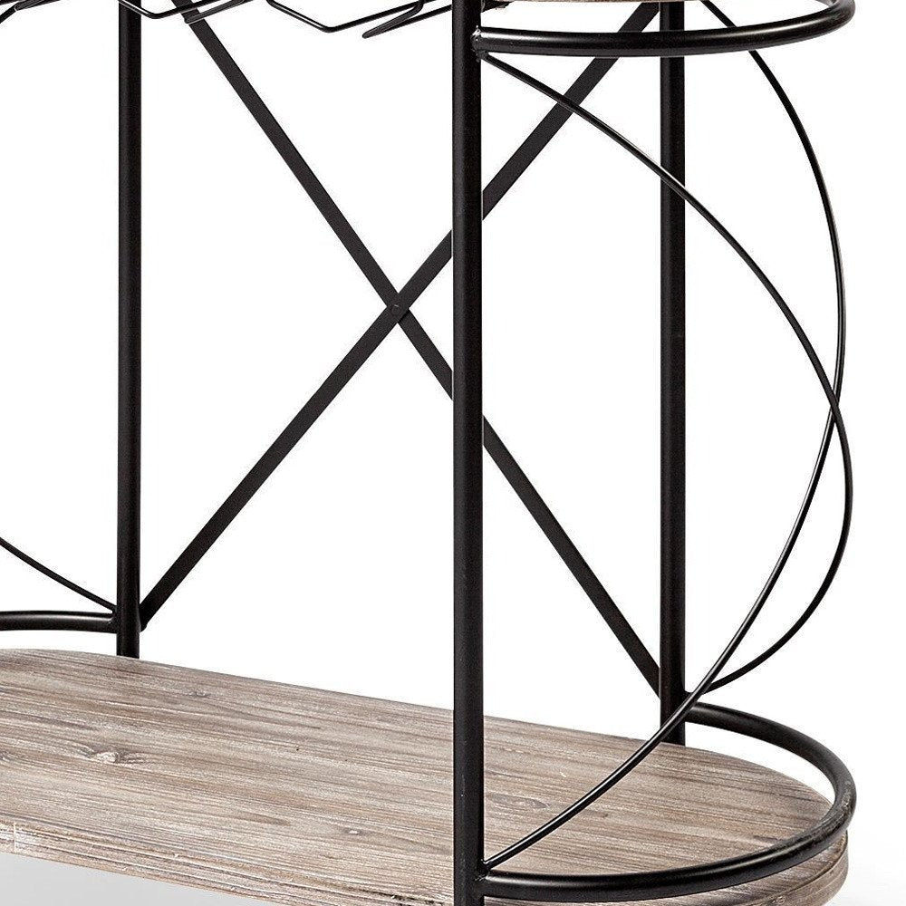 Carrito de bar Cyclider de metal negro con dos estantes de madera