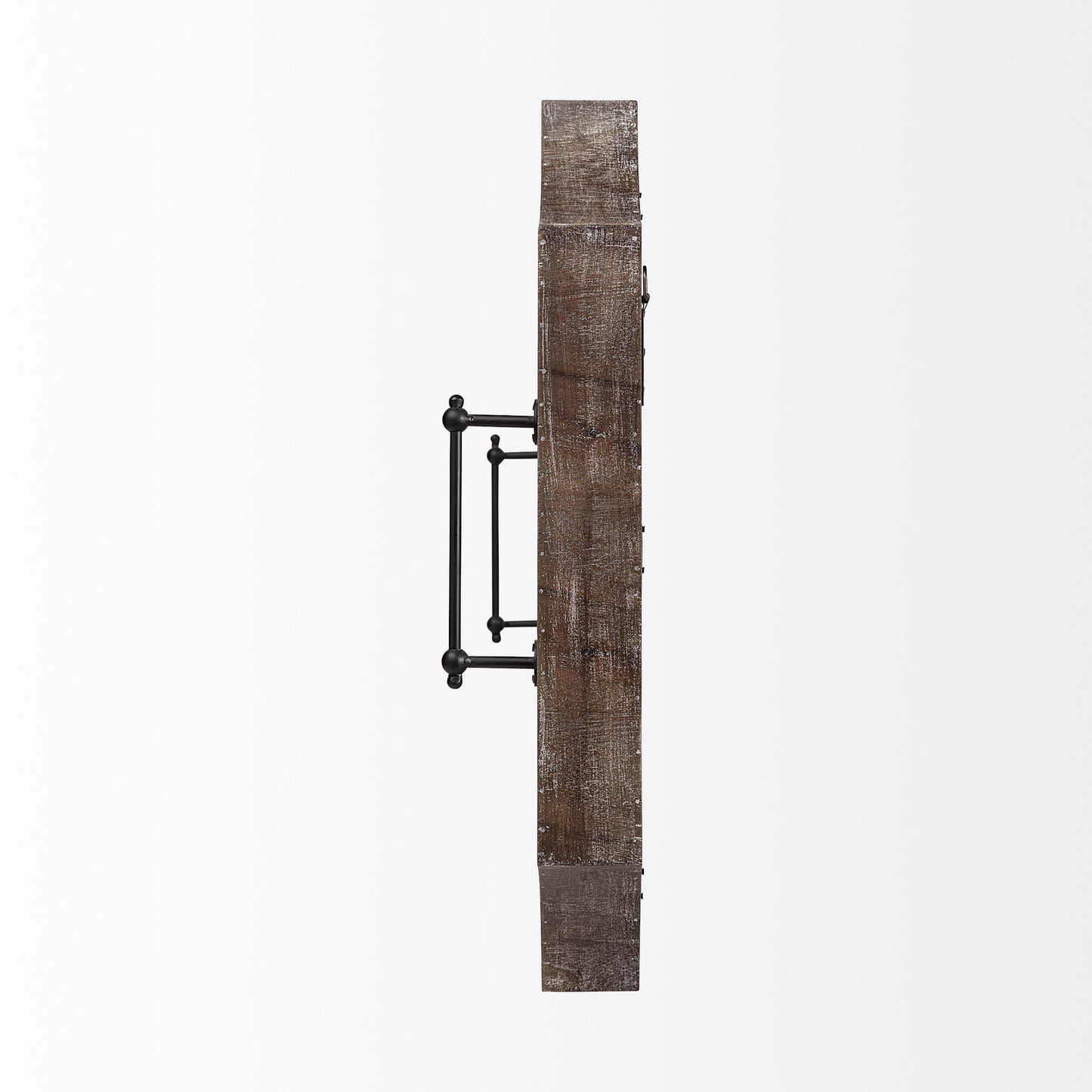 Bandeja para servir hexagonal de madera marrón de 23" con espejo y asas