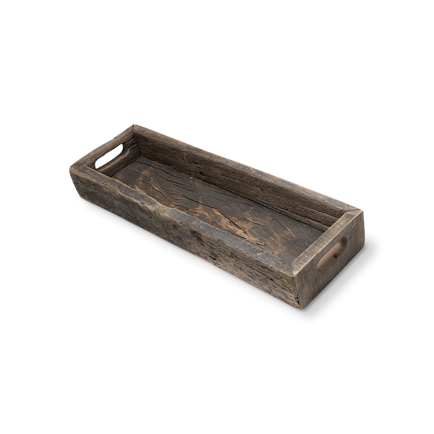 Bandeja de madera marrón de 24" para interior y exterior con asas