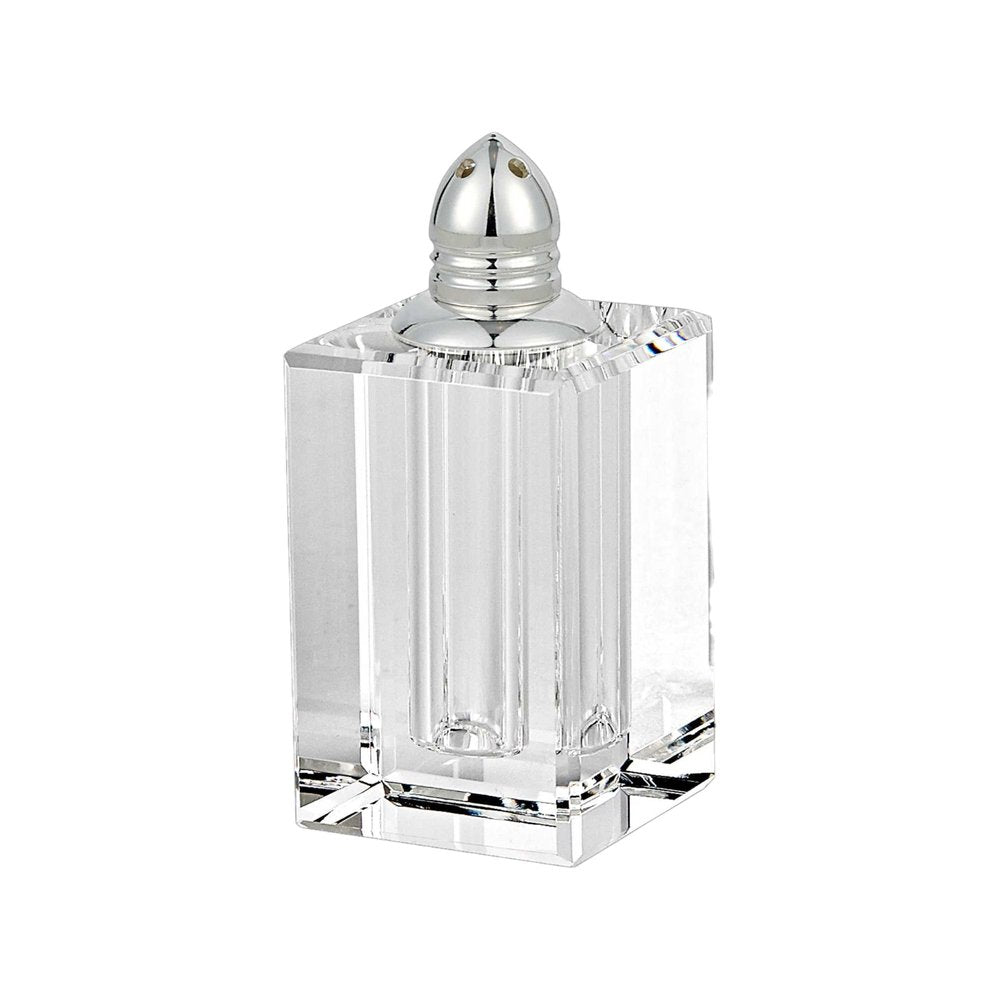 Juego de dos pimenteros de cristal transparente y plateado