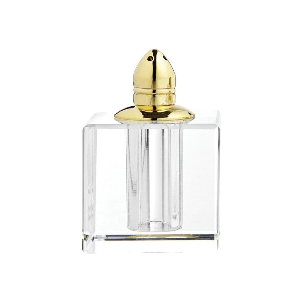 Juego de dos pimenteros de cristal transparente y dorado