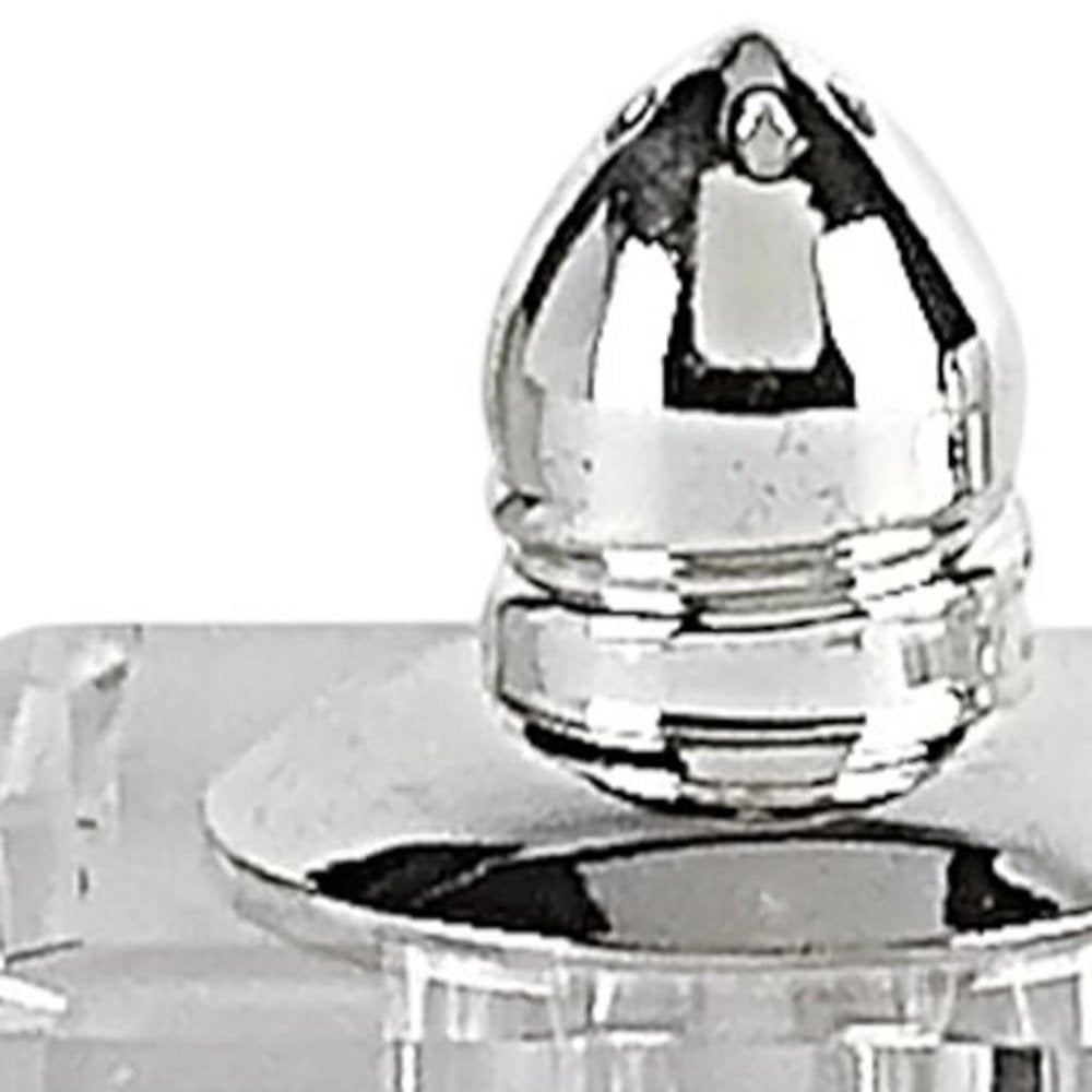 Juego de dos pimenteros de cristal transparente y plateado