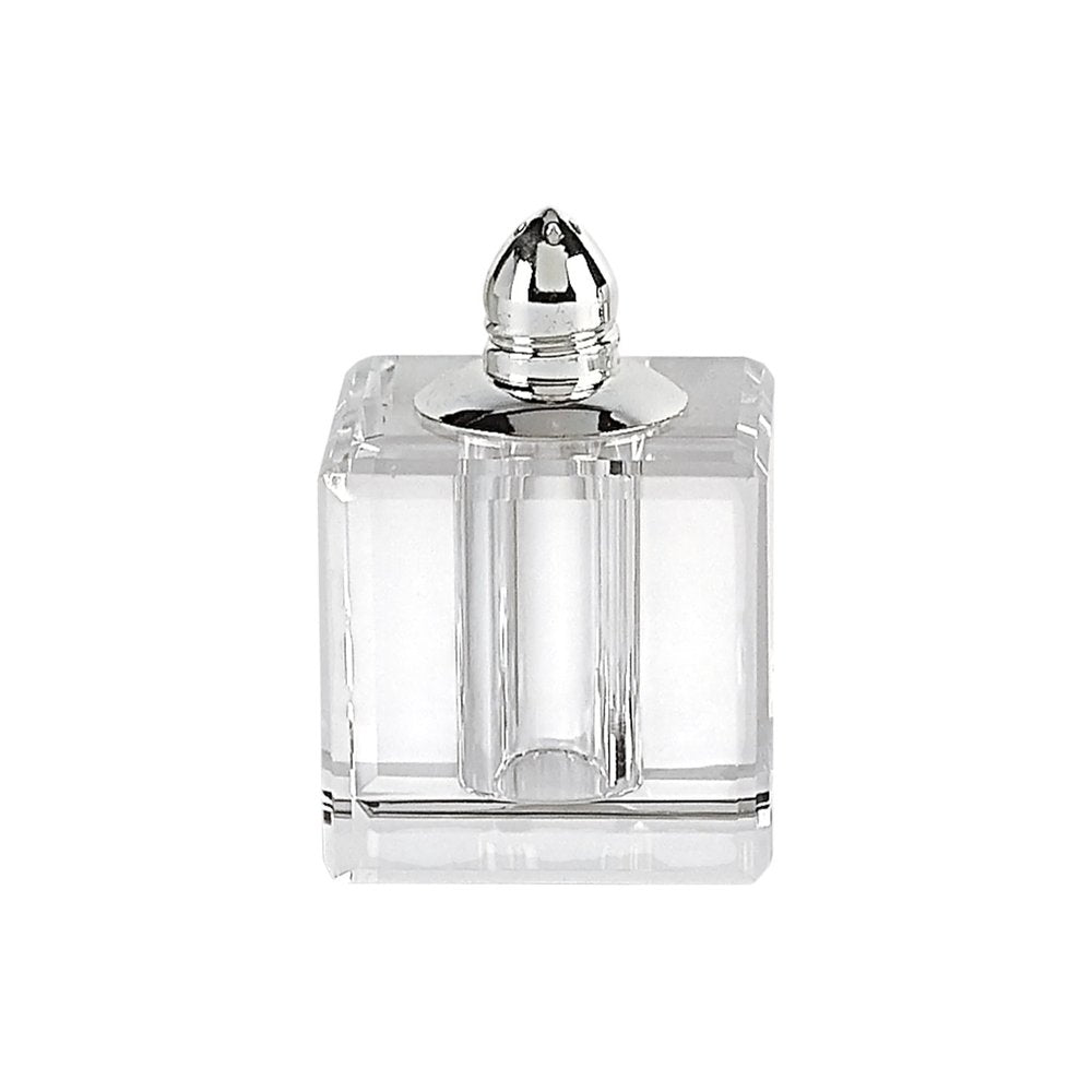 Juego de dos pimenteros de cristal transparente y plateado
