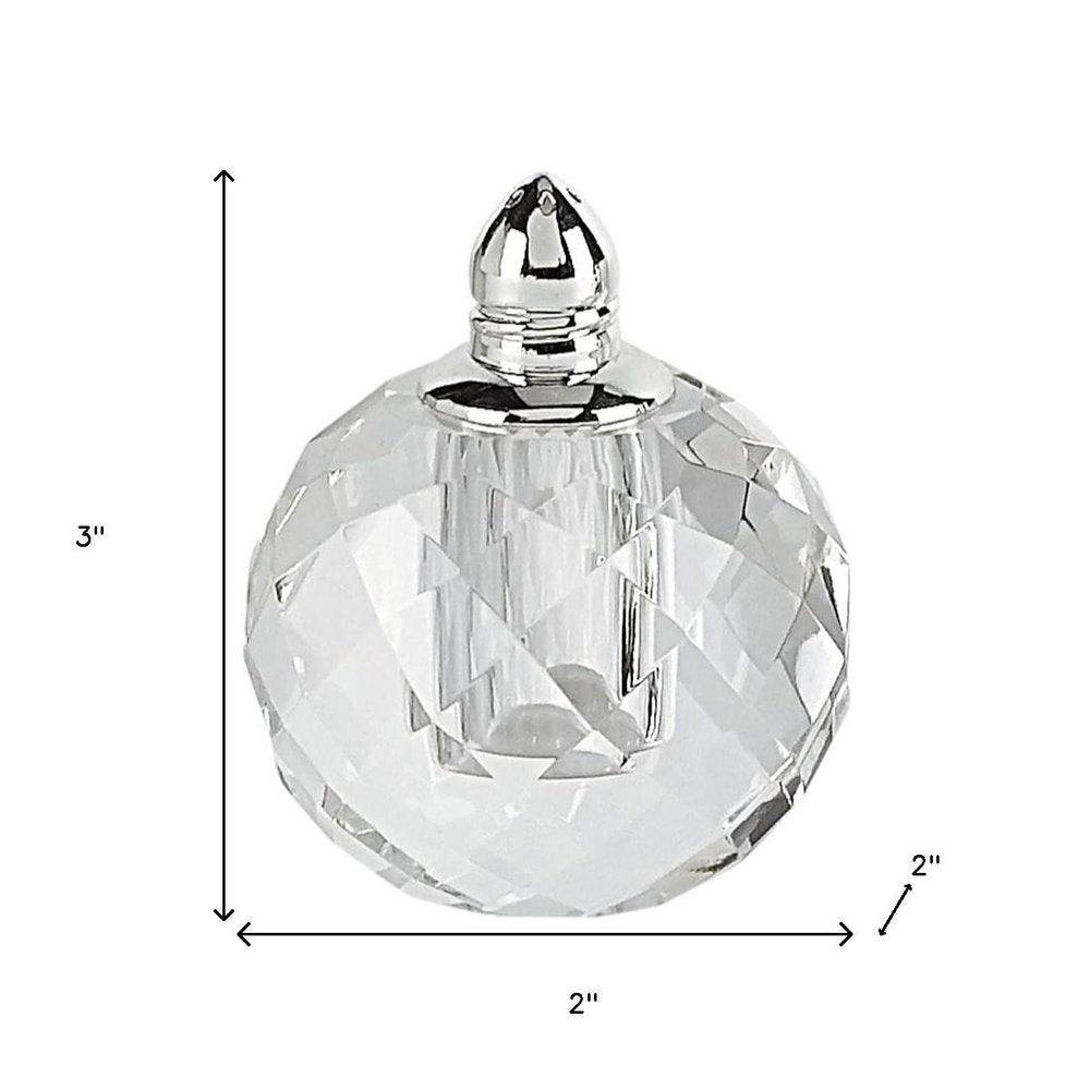Juego de dos pimenteros geométricos de cristal transparente y plateado