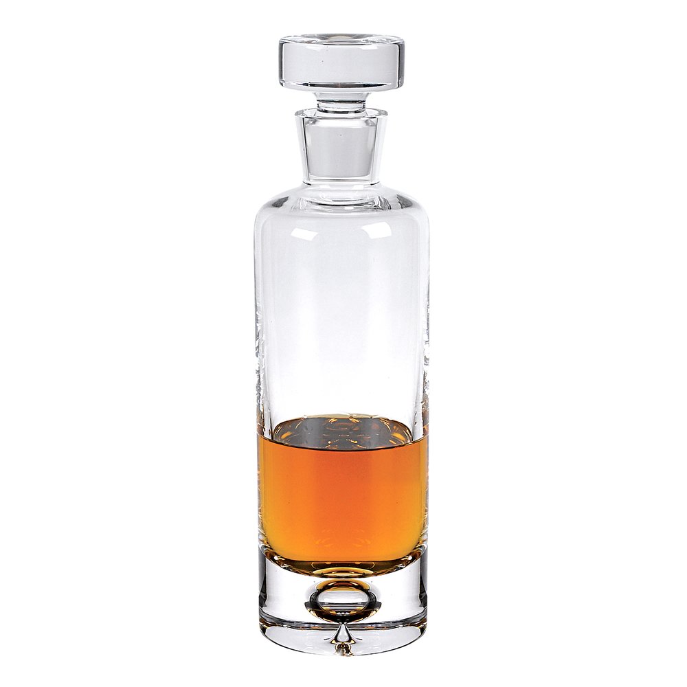Decantador redondo de cristal europeo soplado a boca, 28 oz