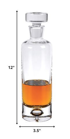Decantador redondo de cristal europeo soplado a boca, 28 oz