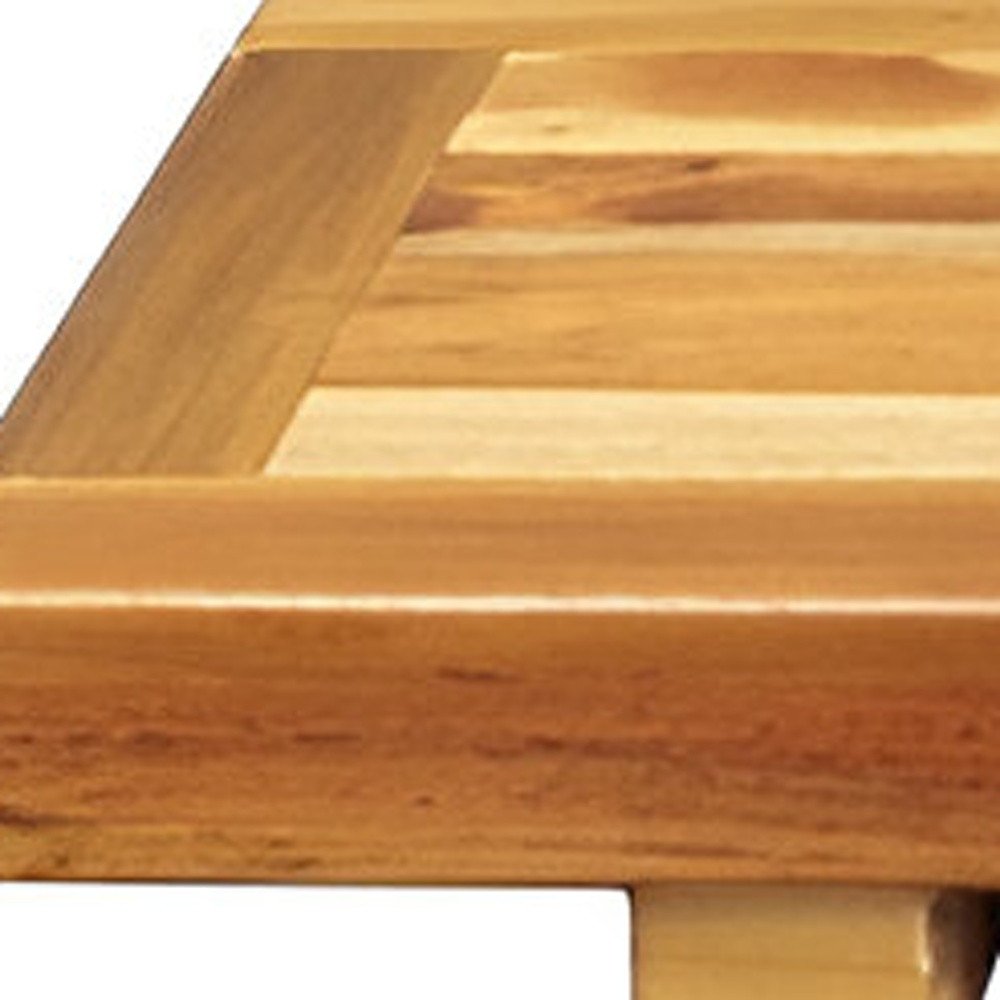 Bandeja y asiento de baño de madera de teca natural de 29"