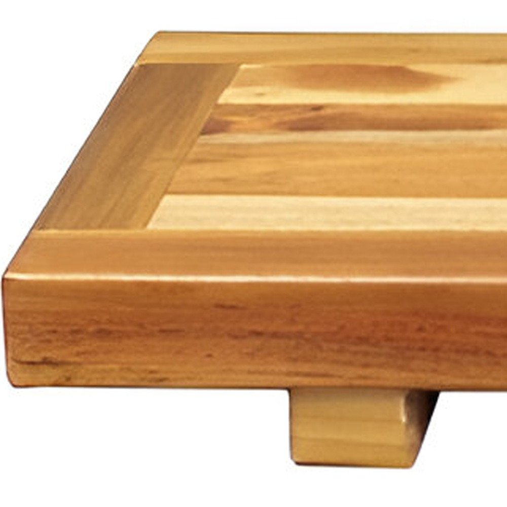 Bandeja y asiento de baño de madera de teca natural de 29"