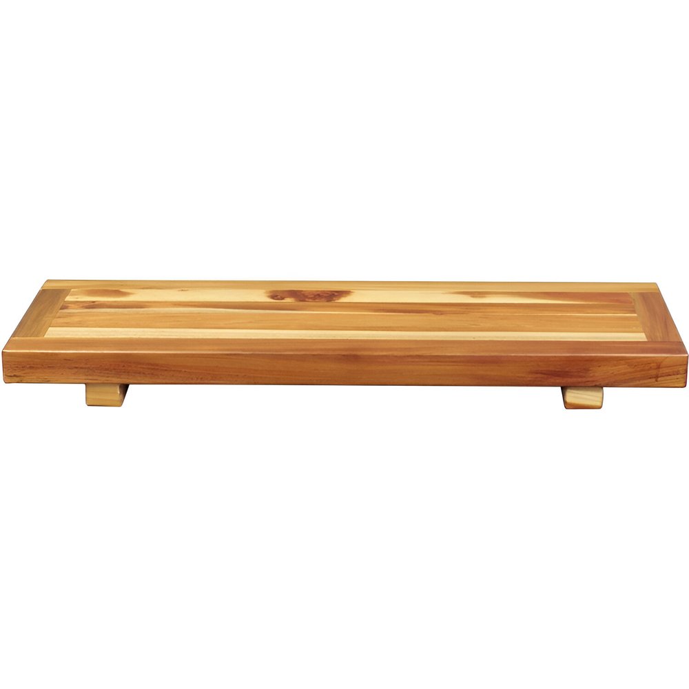 Bandeja y asiento de baño de madera de teca natural de 29"