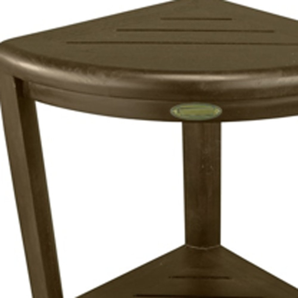 Teak Three Tier Corner Corner Shower Shelf In Brown Finish