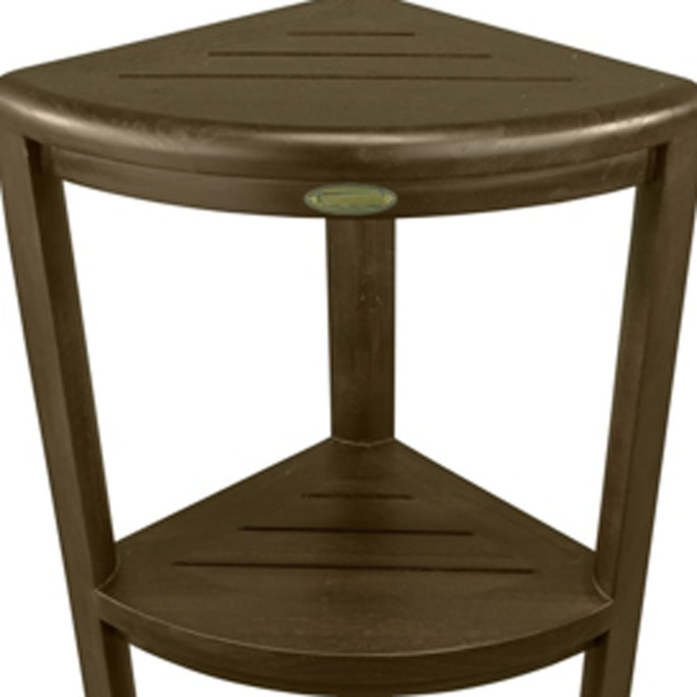 Teak Three Tier Corner Corner Shower Shelf In Brown Finish